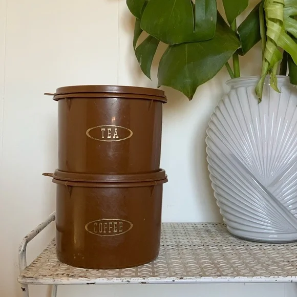 Vintage Tupperware tea and coffee canister set made in Canada - Picture 1 of 7
